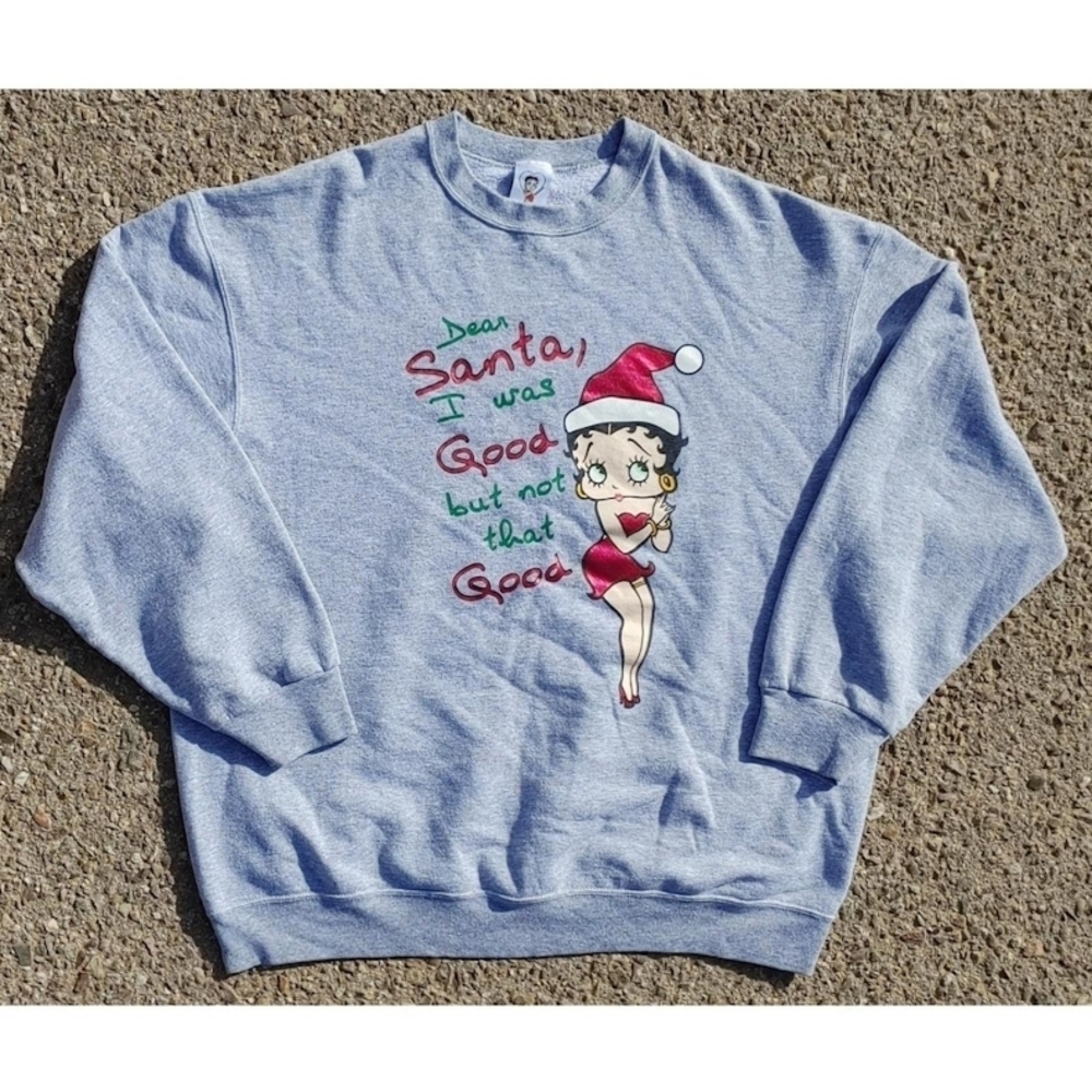 Vtg Y2K Betty Boop by Freeze Christmas Print Crew Neck Sweatshirt (XL)